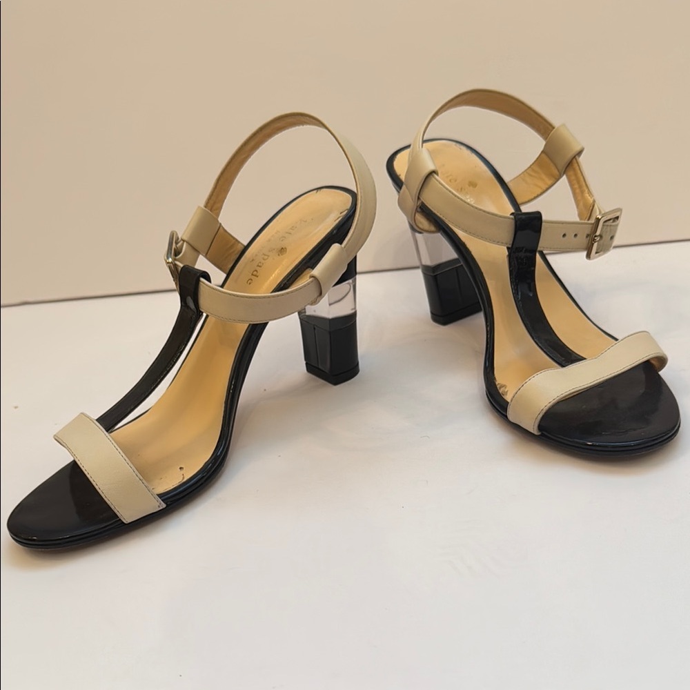 Kate Spade 7-1/2 Elegant Beige and Black Women's Heels